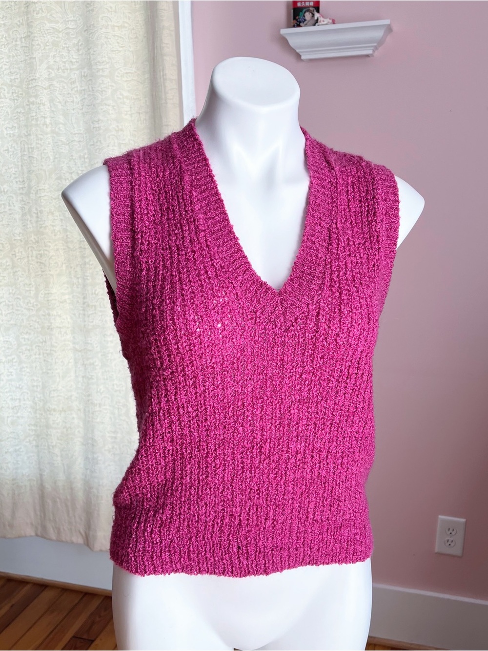 EccoBay Hot Pink Textured Knit Sweater Vest